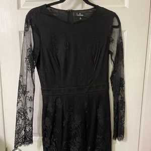 Lulus sheer black lace mini dress